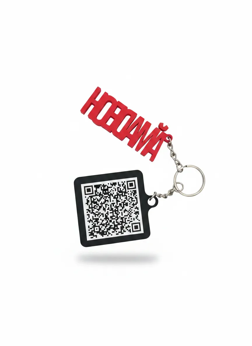 Reverso del llavero AMADEOH con código QR