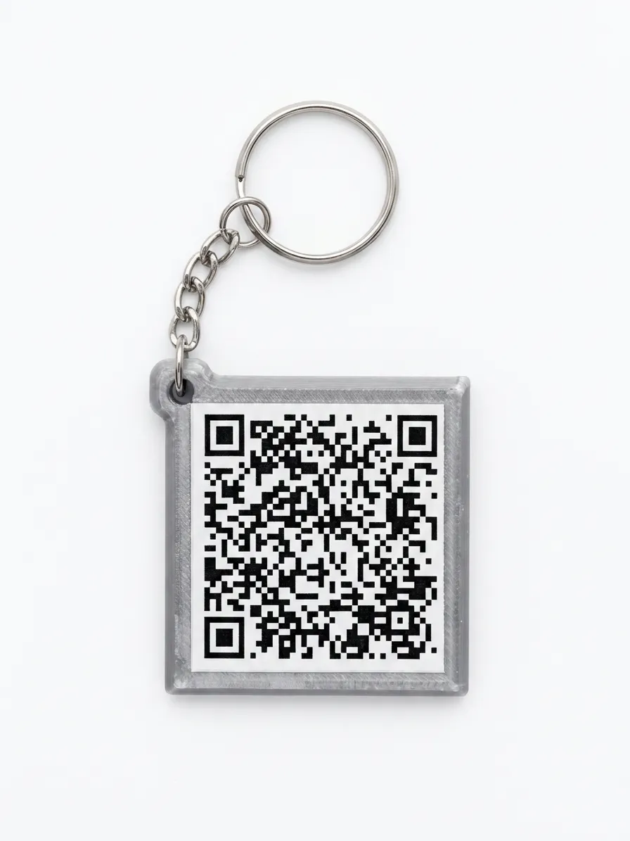 Reverso del llavero con código QR para escuchar la canción